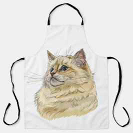 Hand zeichne lustige, flauschige Ragdoll-Katze Schürze