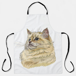 Hand zeichne lustige, flauschige Ragdoll-Katze Schürze