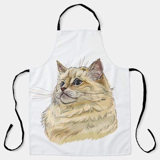 Hand zeichne lustige, flauschige Ragdoll-Katze Schürze (Vorderseite)