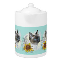 Hand zeichne lustige niedliche Thai Katze mit Blum