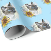 Hand zeichne lustige niedliche Thai Katze mit Blum Geschenkpapier (Rolleneckpunkt)