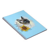 Hand zeichne lustige niedliche Thai Katze mit Blum Notizblock (Rechte Seite)