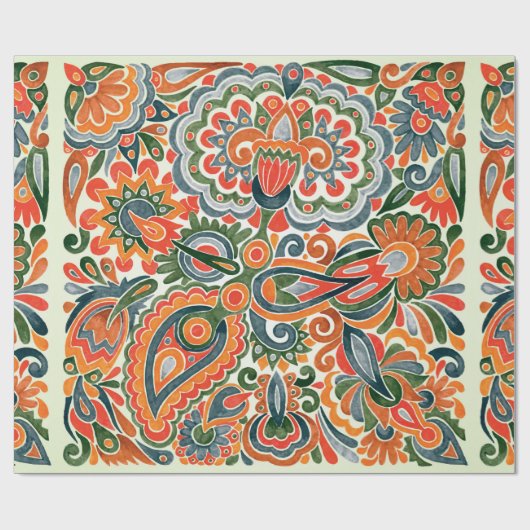 Hand zeichne Marker Blume ethnische Design. Ukrain Geschenkpapier (Flach)