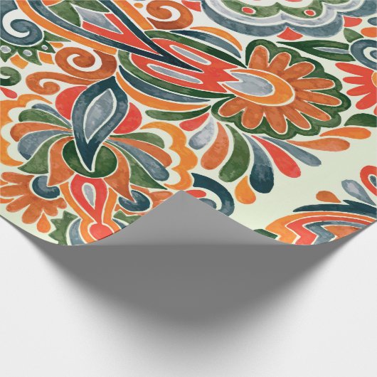 Hand zeichne Marker Blume ethnische Design. Ukrain Geschenkpapier (Ecke)