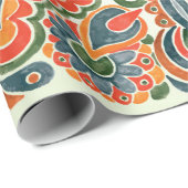 Hand zeichne Marker Blume ethnische Design. Ukrain Geschenkpapier (Rolleneckpunkt)