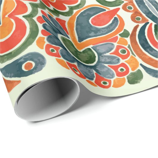 Hand zeichne Marker Blume ethnische Design. Ukrain Geschenkpapier (Rolleneckpunkt)