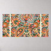 Hand zeichne Marker Blume ethnische Design. Ukrain Poster (Vorne)