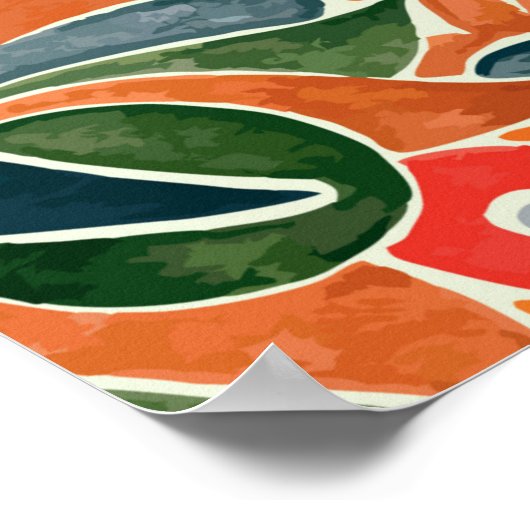 Hand zeichne Marker Blume ethnische Design. Ukrain Poster (Ecke)