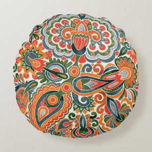 Hand zeichne Marker Blume ethnische Design. Ukrain Rundes Kissen