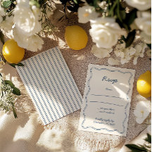 Hand Zeichne Vintage Blue Handwriting RSVP Card