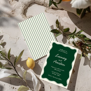 Hand Zeichne Vintage Grünhandschrift Hochzeit Einladung