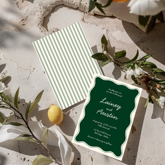 Hand Zeichne Vintage Grünhandschrift Hochzeit Einladung