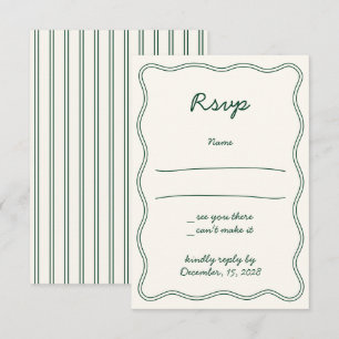 Hand Zeichne Vintage RSVP-Karte für grünes Handsch RSVP Karte