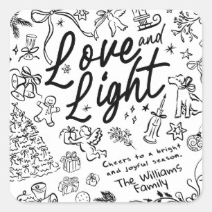 Hand Zeichne Weihnachten Quadratischer Aufkleber