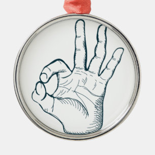 Hand zeichnen Vintages okay Zeichen der Skizze Ornament Aus Metall