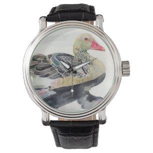 Hand zeichnen Watercolor-Vogel, Ente Armbanduhr