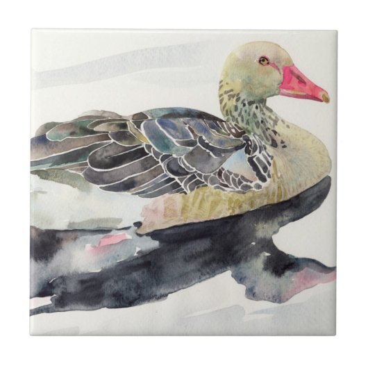 Hand zeichnen Watercolor-Vogel, Ente Fliese (Vorderseite)