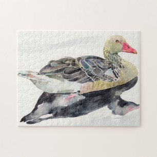 Hand zeichnen Watercolor-Vogel, Ente Puzzle