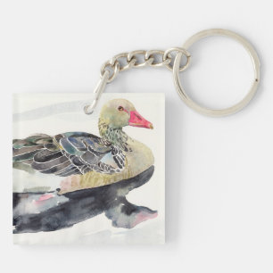 Hand zeichnen Watercolor-Vogel, Ente Schlüsselanhänger
