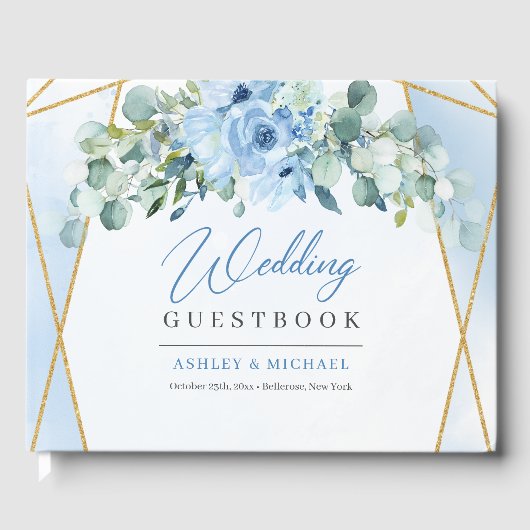 Hand zeichnend Bordeaux-Goldhochzeit Gästebuch (Vorderseite)