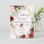 Hand zeichnend bordeauxfarbener Polterabend Einladung (Stehend Vorderseite)