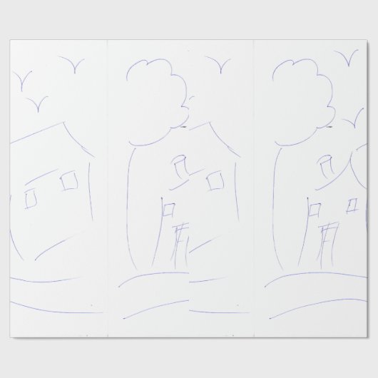 HAND ZEICHNEND HAUS GESCHENKPAPIER (Saum)