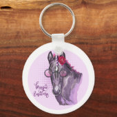 Hand zeichnend lila Einhornwurfkissengetränk Schlüsselanhänger (Vorderseite)