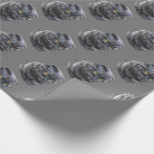 Hand zeichnend lustige, flauschig schwarze Schlang Geschenkpapier (Ecke)