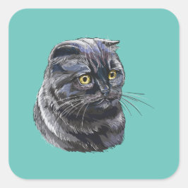 Hand zeichnend lustige, flauschig schwarze Schlang Quadratischer Aufkleber