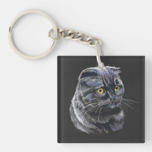 Hand zeichnend lustige, flauschig schwarze Schlang Schlüsselanhänger