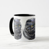 Hand zeichnend lustige, flauschig schwarze Schlang Tasse (Vorderseite Links)