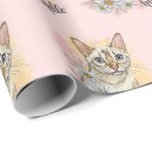 Hand zeichnend lustige Schneekatze bengalisch mit Geschenkpapier (Rolleneckpunkt)