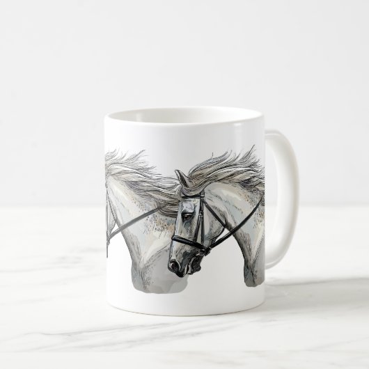 Hand zeichnend Pferd mit Brille Kaffeetasse (VorderseiteRechts)