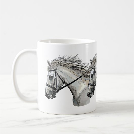 Hand zeichnend Pferd mit Brille Kaffeetasse (Links)