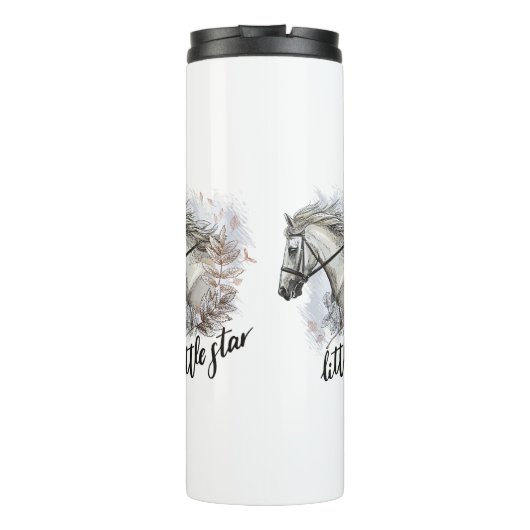 Hand zeichnend Pferd mit Pflanze Kaffee Tasse (Rückseite)