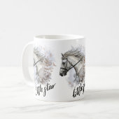 Hand zeichnend Pferd mit Pflanze Kaffeetasse (Vorderseite Links)