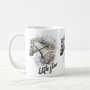 Hand zeichnend Pferd mit Pflanze Kaffeetasse