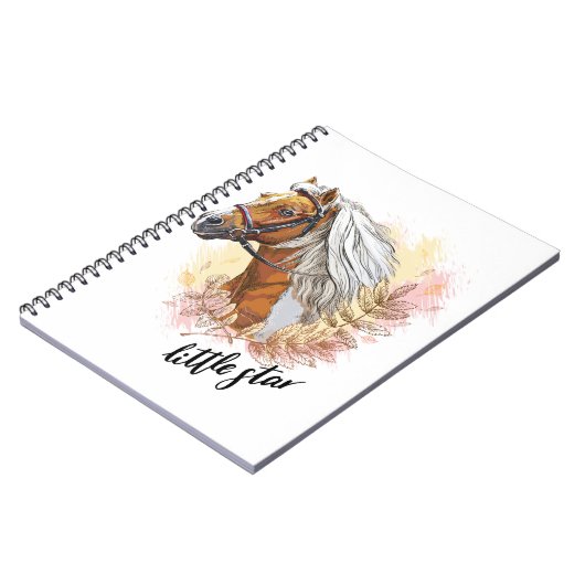 Hand zeichnend Pferd mit Pflanze Notizblock (Linke Seite)