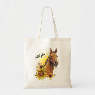 Hand zeichnend Pferd mit Sonnenblumen Tragetasche