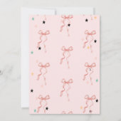 Hand Zeichnend Pink Bow Stars Babydusche Einladung (Rückseite)