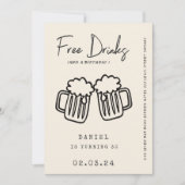 Hand zeichnend Quirky FunnyFree Drinks 30. Geburts Einladung (Vorderseite)