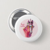 Hand zeichnend rosa Einhorn Button (Vorne & Hinten)
