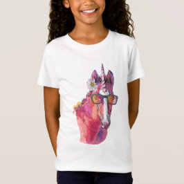 Hand zeichnend rosa Einhorn T-Shirt