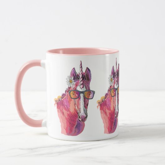 Hand zeichnend Rosa Einhorn-Tasse Tasse (Links)