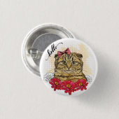 Hand zeichnend schottische Faltenkatze mit roten B Button (Vorne & Hinten)