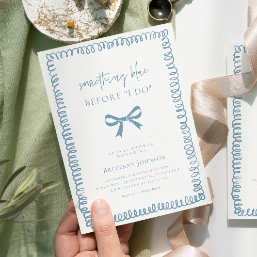 Hand zeichnet etwas Blaues Brautparty Einladung