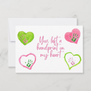 Handabdruck auf meinem Herz Valentinstagskarte Dankeskarte
