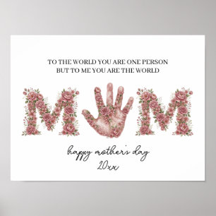 Handabdruck-Muttertags-Andenken, Muttertags-Blume Poster