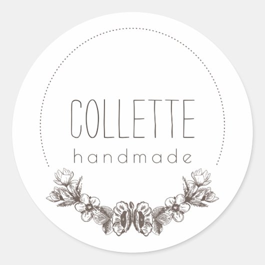 Handarbeit mit dem Logo-Label "Floral Laurel" Runder Aufkleber (Vorderseite)