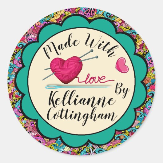 Handarbeit mit Liebe Aufkleber (Vorderseite)